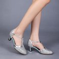 thumbnail image 7 of AOMPMSDX Sandals Women Comfortable Sandals For Latin Dance Shoes Heeled Ballroom Salsa Tango Party Sequin Dance Shoes Silver Bathroom Sandals 37, 7 of 7