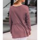 thumbnail image 5 of Blusa con botones y volantes y dobladillo suelto para el hogar y la oficina, color rosa, talla S - Blusa de manga larga con escote en V y mezcla de poliéster, 5 of 7