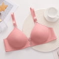thumbnail image 5 of Gymayou Women Wireless Lace Splice Push Up Bra Adjustable Strap V Neck Gentle Gathering Lingerie Comfort Everyday Underwear 03-Pink 40B, 5 of 5