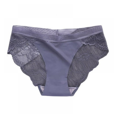 

LAST CLANCE SALE! Panties for Women Lace Breathable Underwear Mid Rise Briefs Plus Size Purple M
