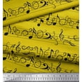 thumbnail image 3 of Soimoi Yellow Georgette Viscose Fabric Notes Musical Instrument Print Fabric by Yard 42 Inch Wide, 3 of 5