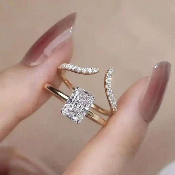 3TCW Radiant Cut Lab Created Diamond Wedding Engagement Bridal-Set Ring in 14k White Gold Plated