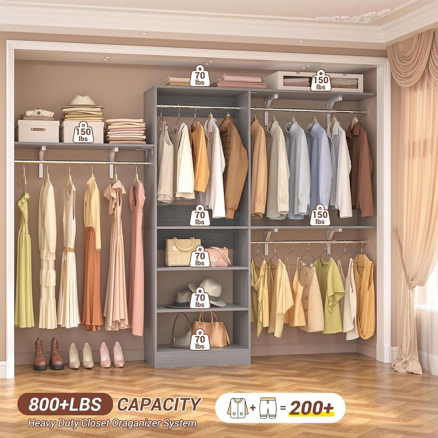 Choco closet◎　1120 Portable Closet Wardrobe, Wardrobe Closet Organizer With Non