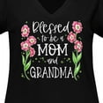 thumbnail image 4 of Inktastic Blessed to Be a Mom and Grandma Pink Flowers Women's Plus Size V-Neck T-Shirt, 4 of 5