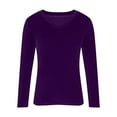 thumbnail image 4 of Velvet Tops for Women Dressy Casual V Neck Shirts Loose Fit Long Sleeve Vintage Velour Blouse Solid Color Holiday Party Outfits Purple L, 4 of 5