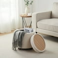 thumbnail image 7 of Ornavo Home Round Storage Ottoman with Reversible Lid, 17in Boucle White Foot Stool, 7 of 7