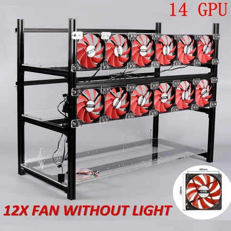 Moaere Professional 14GPU Miner Case Aluminum Stackable Mining Case Rig Open Air Frame for ATX/MATX