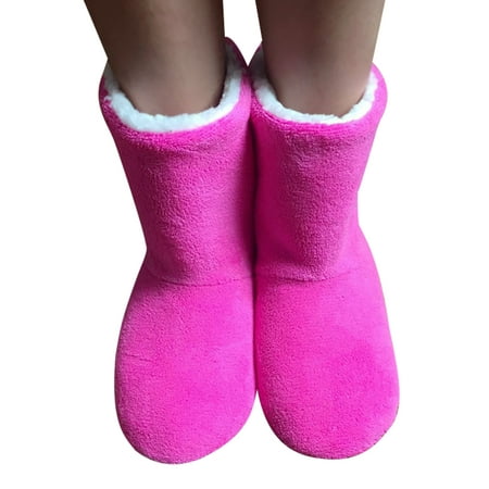 

Crocowalk Unisex Bootie Slippers Fuzzy Comfy Plush Memory Foam Booties Anti-Slip House Slipper Shoes Rose Red US 7-8