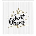thumbnail image 3 of Sweet Dreams Shower Curtain, Hand Written Style Typography with Doodle Stars Positive Phrase, Fabric Bathroom Set with Hooks, 69W X 75L Inches Long, Pale Coffee and Black, by Ambesonne, 3 of 3