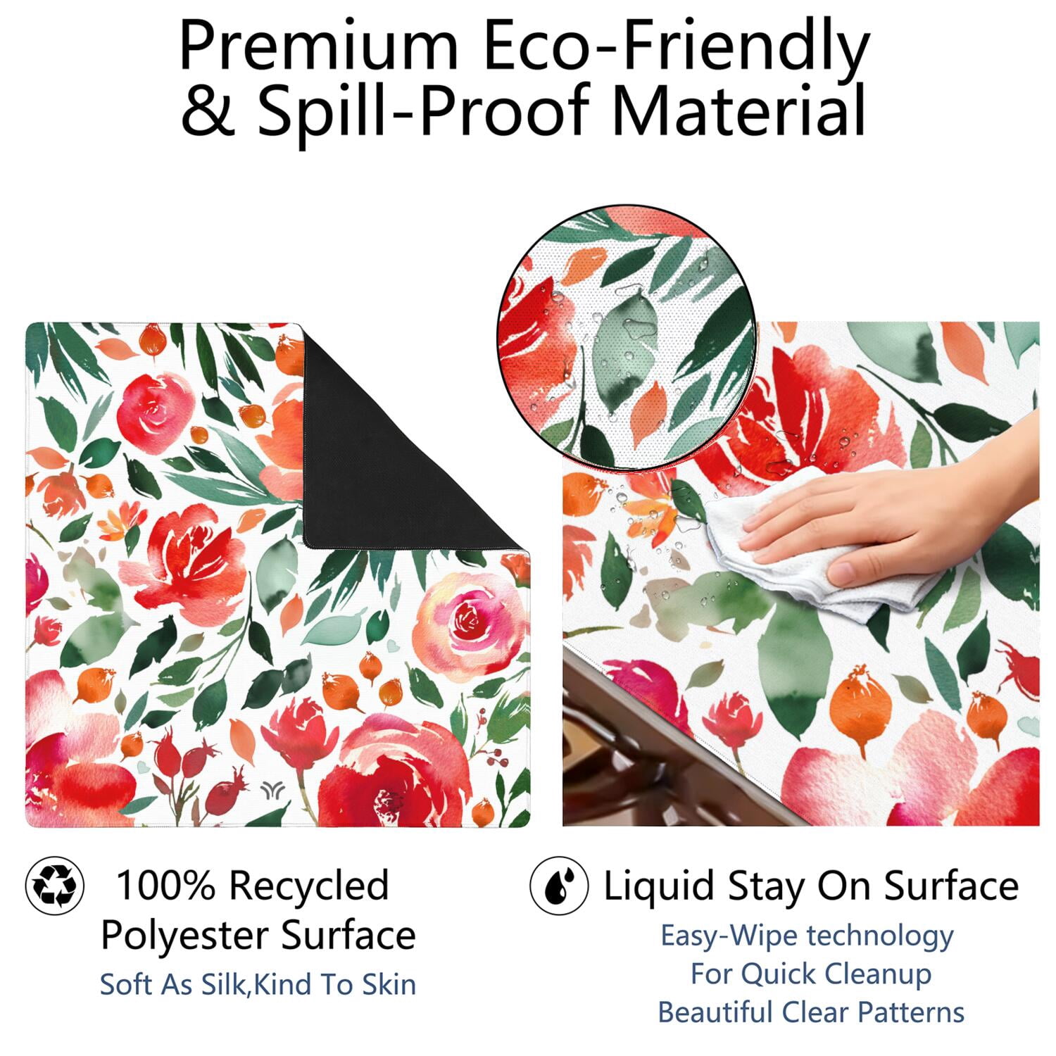 Premium Floral Pattern Non-Slip Mahjong Mat 31.5 Inch Square Rubber Playing Surface Noise Reduction for Chinese Tiles Card Games & Entertainment