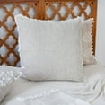thumbnail image 5 of 20" X 20" Beige and Ivory Geometric Linen Zippered Pillow With Embroidery, Fringe, 5 of 10