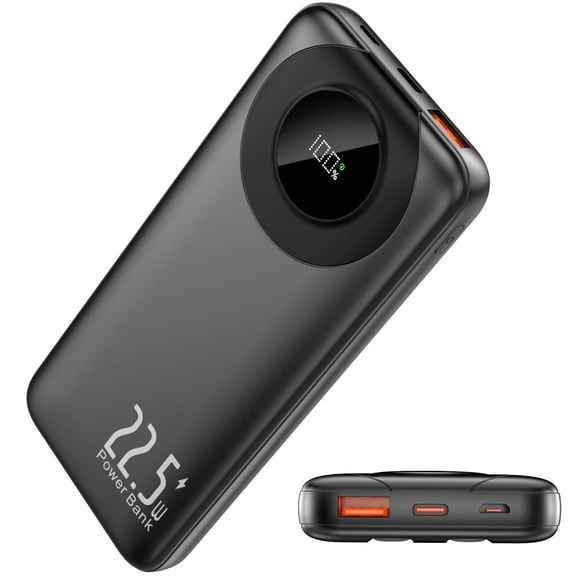 Portable Charger,10000mah Power Bank, Built-in 2 Cables, 22.5W Fast Charging Battery Pack with Usb-c/Usb-a Output, Digital Display Portable Phone Charger for iPhone 16/15/14/13 Pro Samsung