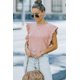 thumbnail image 2 of ABPHQTO Top corto de mujer con cuello redondo y volantes rosa, 2 of 5