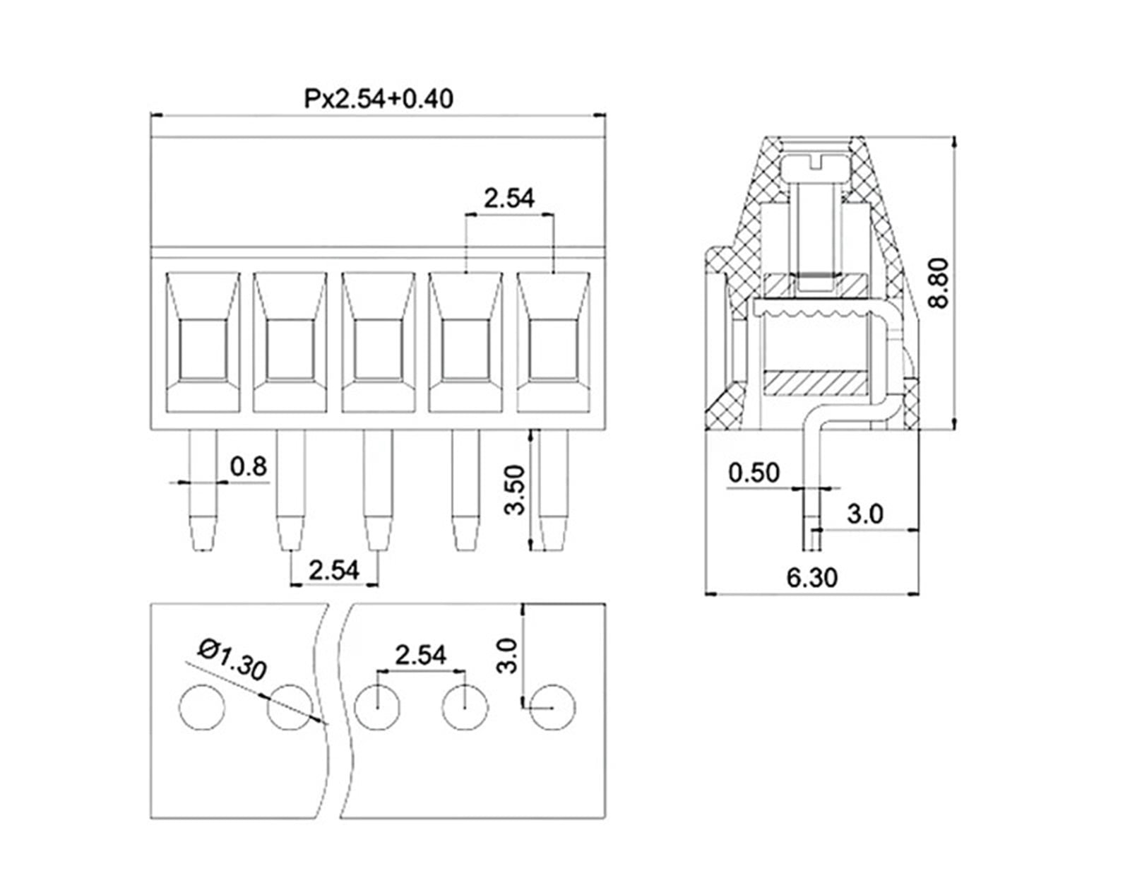 5PCS KF128 2.54mm PCB Mini Screw Terminal Blocks Connector for Wires KF128-2.54 2P 3P 4P 5P 6P 7P 8P 9P 10P 12P 16P Terminal - 3 PIN