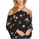thumbnail image 1 of 1.STATE Blusa estampada con hombros descubiertos para mujer, negra, pequeña 1.STATE fuera del hombro, 1 of 1