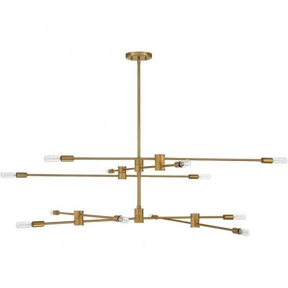 12 Light Chandelier in Industrial Style-15 inches Tall and 54.25 inches Wide-Warm Brass Finish Bailey Street Home 159-Bel-4649718