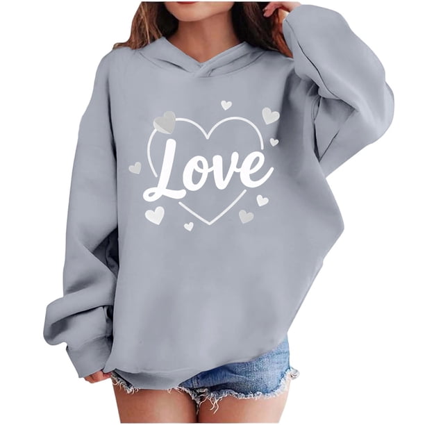Sudadera con capucha y estampado de corazón de San Valentín, sudadera de manga larga para niños y niñas, chaqueta para niñas de talla mediana y grande.