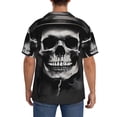 thumbnail image 3 of Susaid Black White Hat Skull Print Men's Polo Shirts Button Down Short Sleeve Casual Summer Beach Vintage Shirts for Men-X-Large, 3 of 5