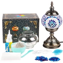 MEHOOM Classic DIY Mosaic Lamp Kit, Turkish Crafts Kit for Adult, Moroccan Decor, Perfect Gift for Her or Him (Blue)