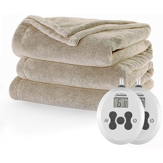 Sunbeam Royal Luxe Mushroom Heated Blanket 12 Heat Settings King