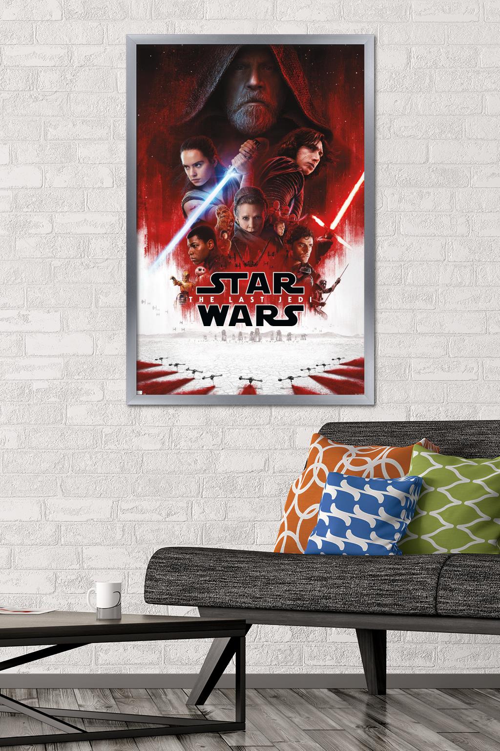 Star Wars: The Last Jedi - One Sheet (No Billing Block) Wall Poster, 22.375" x 34" Framed