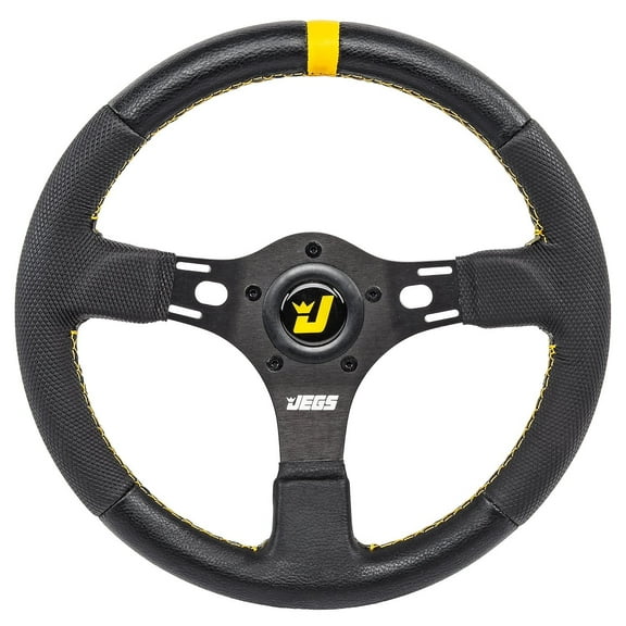 JEGS 70433 Premium Drag Race Steering Wheel 13 in. Dia. 1 1/2 in. Dish Hand-Stit