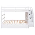 thumbnail image 3 of Bunk Bed with Trundle and 3 Storage Stairs, Solid Wood Full over Full Bunk Bed Frame with Full-Length Guardrail & Staircase, Multifunctional Trundle Bunk Bed for Boys Girls, No Box Spring Needed White, 3 of 7