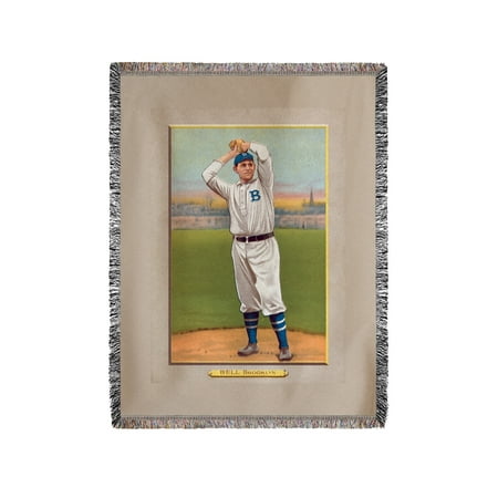 Dover Blanket - Brooklyn Dodgers - George Bell - Baseball Card (60x80 Woven Chenille Yarn Blanket)