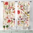 thumbnail image 3 of Pink Kitchen Curtains, Floral Print Vintage Flower Patterned Blackout Farmhouse Cafe Samll Window Treatments Spring Curtains Drapes for Living Room Bedroom 2 Panel Sets, 55x39 Inch, 3 of 4