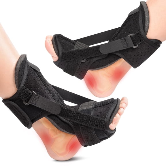 Sugagale Foot Drop Orthosis Corrector Brace, Ankle Support Plantar Fasciitis Night Splint Black