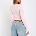 DOSAU Womens Long Sleeve Shirts Basic Crop Tops Going Out Fall Fashion