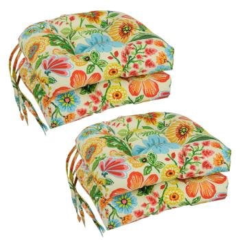 Blazing Needles 16-inch Polyester Patterned Outdoor U-shaped Chair Cushions (Set of 4)