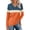 Orange, variant on Color Block Long Sleeve Shirts for Women 2026 Spring Fall Casual Relaxed Fit V Neck Shirt Pullover Blouse