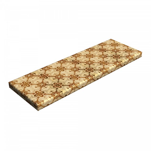 Earth Tones Bench Pad, Fleur de Lis Classic Victorian Feminine Retro Spiral Floral Swirl, HR Foam Cushion with Decorative Fabric Cover, 45" x 15" x 2", Beige Pale Caramel, by Ambesonne