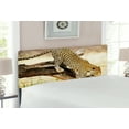 thumbnail image 2 of Safari Headboard, Leopard on Tree Trunk Desert Plants Exotic Hunter Predator Big Cat Image, Upholstered Decorative Metal Bed Headboard with Memory Foam, Full Size, Yellow Green Brown, by Ambesonne, 2 of 4