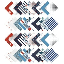Soimoi 40Pcs Nautical Print Cotton Precut Fabrics For Quilting Craft Strips 2.5x42inches Jelly Roll - Blue, Red & White