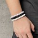 thumbnail image 2 of 8mm Natural Stone Bracelet Set Men Women Pink Rhodonite Quartz Black Onyx Stackable Wrist Beads Mala Charm Bracelet 3PCS (White), 2 of 3