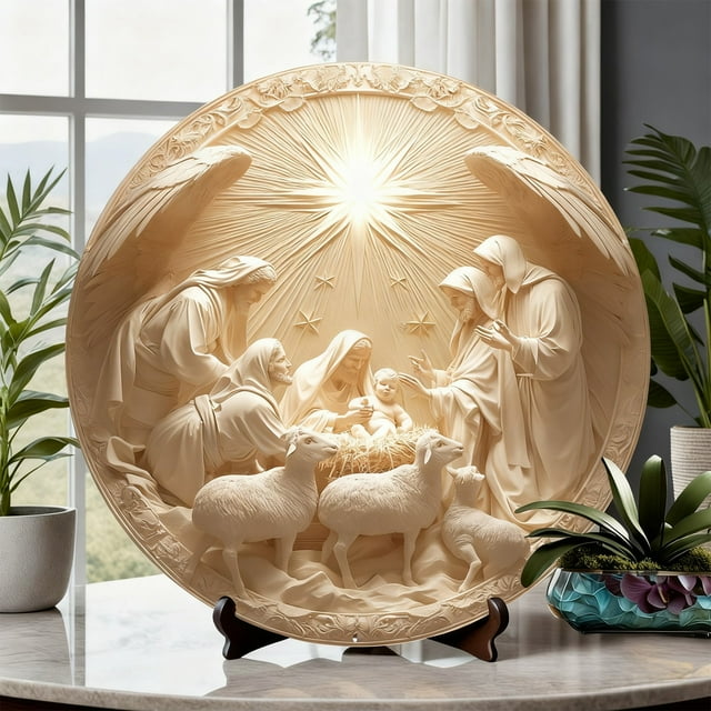 Wzzjkit 20x20cm Pendentif Décoratif Rond en Aluminium Épaissi Adapté à la Décoration Intérieure