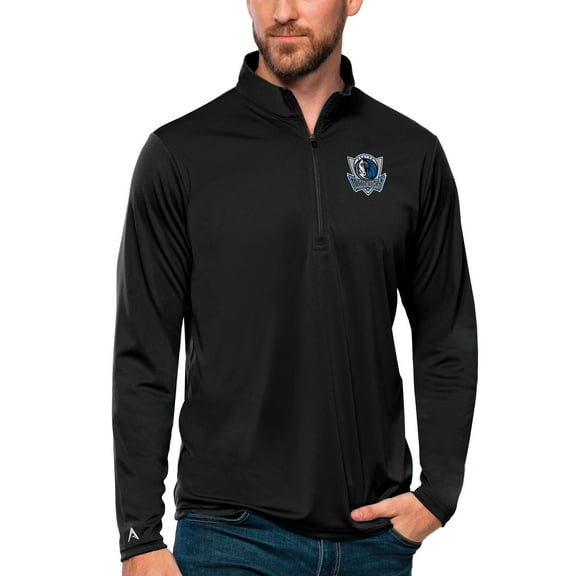 Men's Antigua Black Dallas Mavericks Tribute Quarter-Zip Pullover Top