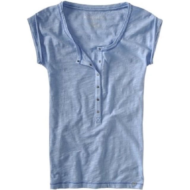 Aeropostale Womens 1/2nap Down Henley Shirt, Púrpura, Grande