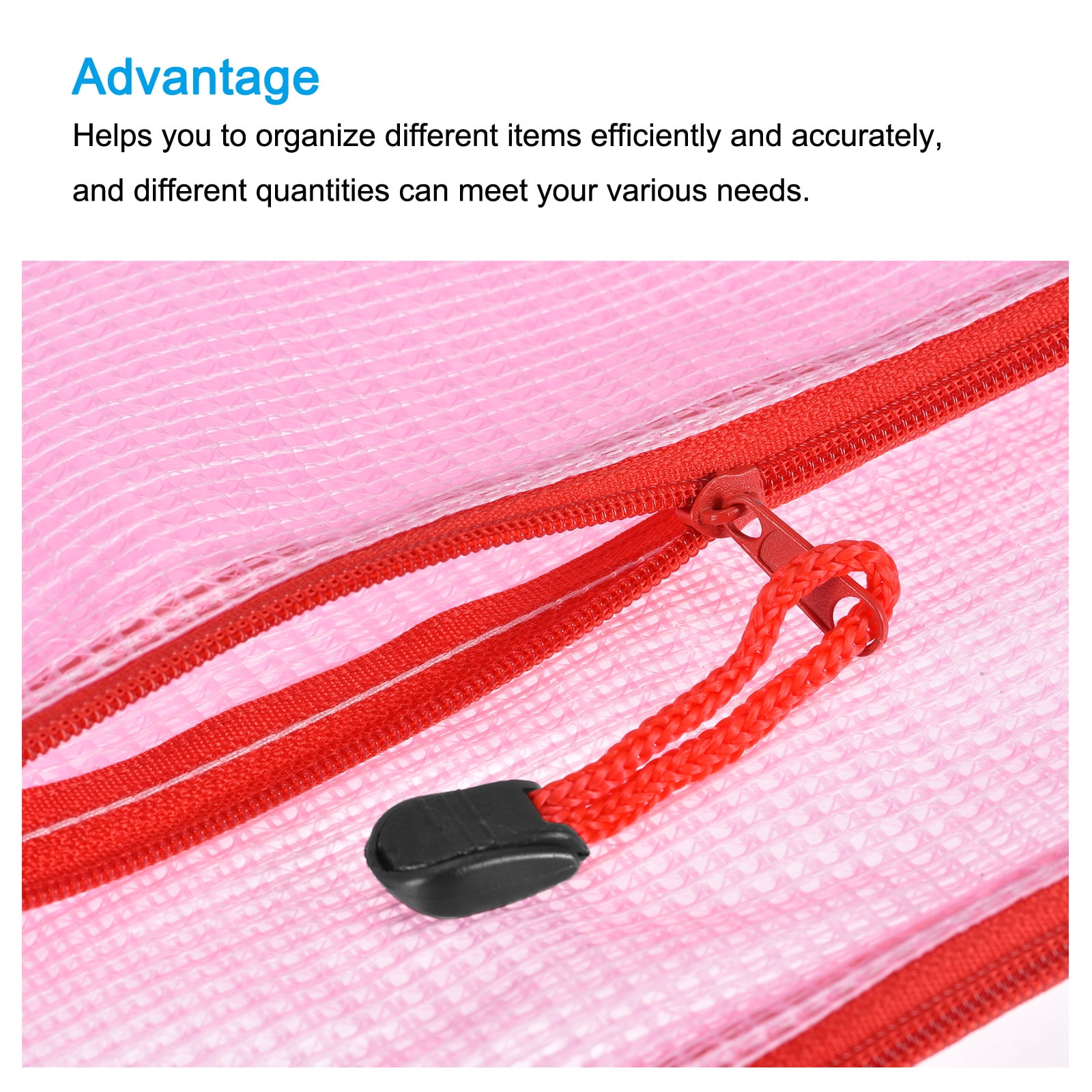 Unique Bargains Mesh Zipper Bag File Document Pockets Bill Pouch Folders Office Supply A3