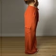 thumbnail image 4 of LNWUY Women's Wide Leg Pants with Pockets High Waist Adjustable Knot Loose Casual Trousers Business Work Casual Pants Orange L, 4 of 5