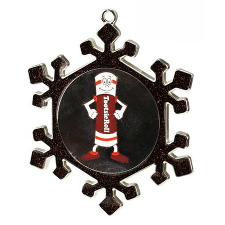 Northlight Seasonal Snowflake Tootsie Roll Man Candy Logo Christmas Ornament with European Crystal