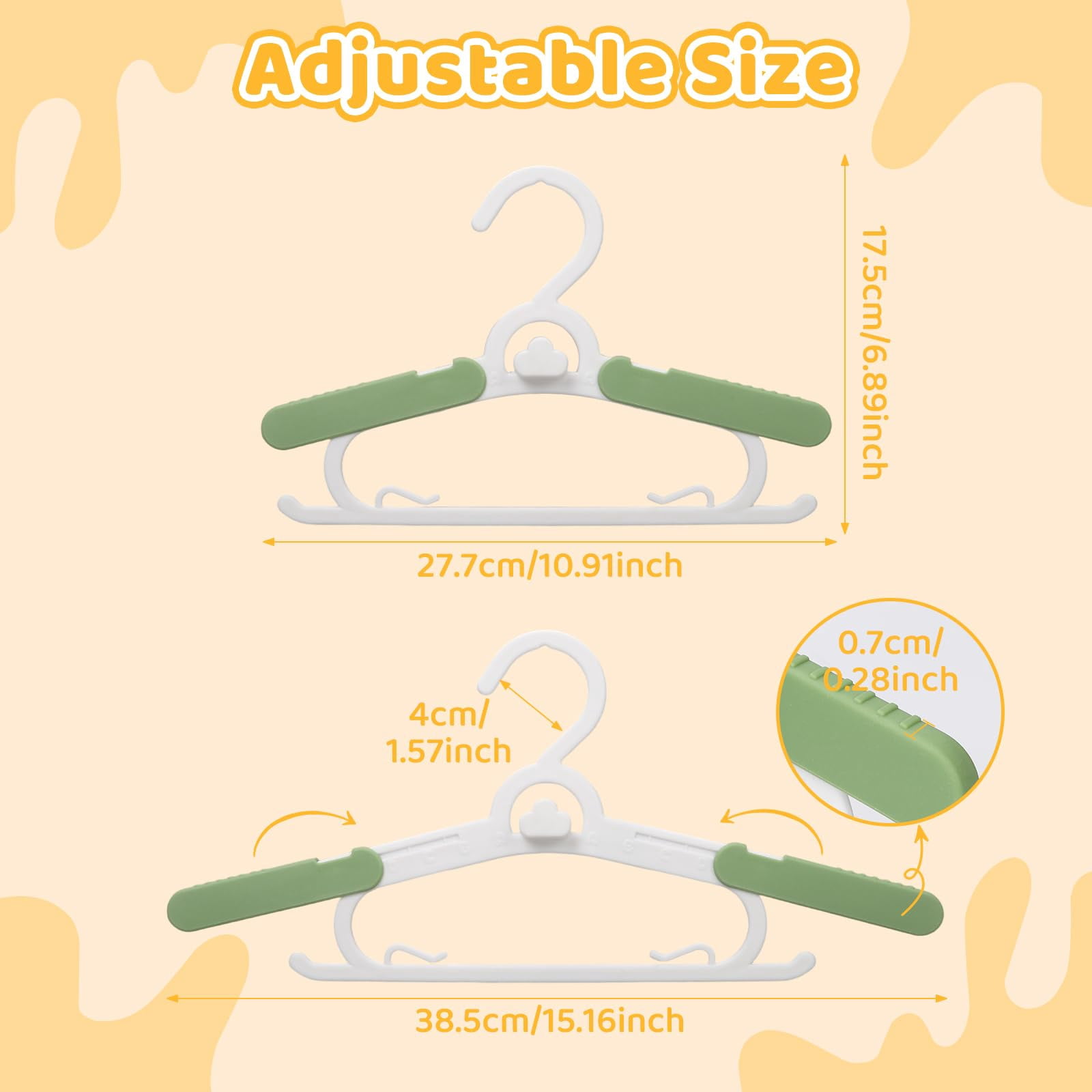 Adjustable Multicolor 11-15" 40 Pack Clothes Hangers for Baby and Children Closet Storage