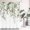thumbnail image 2 of Olive Green Eucalyptus Shower Curtain Sets, Watercolor Leaves on The Top Plant with Floral Bathroom Decoration 72x72 Inch with Hooks, 2 of 6