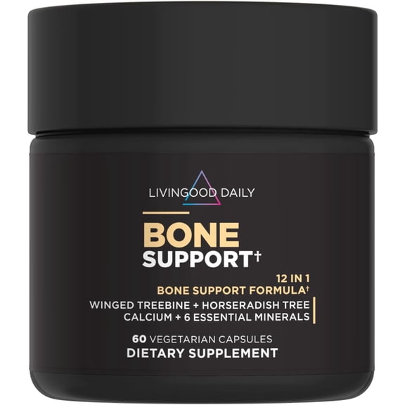 Livingood Daily Calcium Supplement for Women and Men, Bone Support with Vitamin C, Vitamin D3 K2, Magnesium, Zinc, Calcium, Vegetarian Capsules, Non GMO, Gluten Free, 60 Count