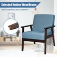 thumbnail image 6 of Spaco Solid Rubber Wood Fabric Accent Armchair-Blue, Modern Mid-Century Upholstered Living Room Chair, 6 of 8