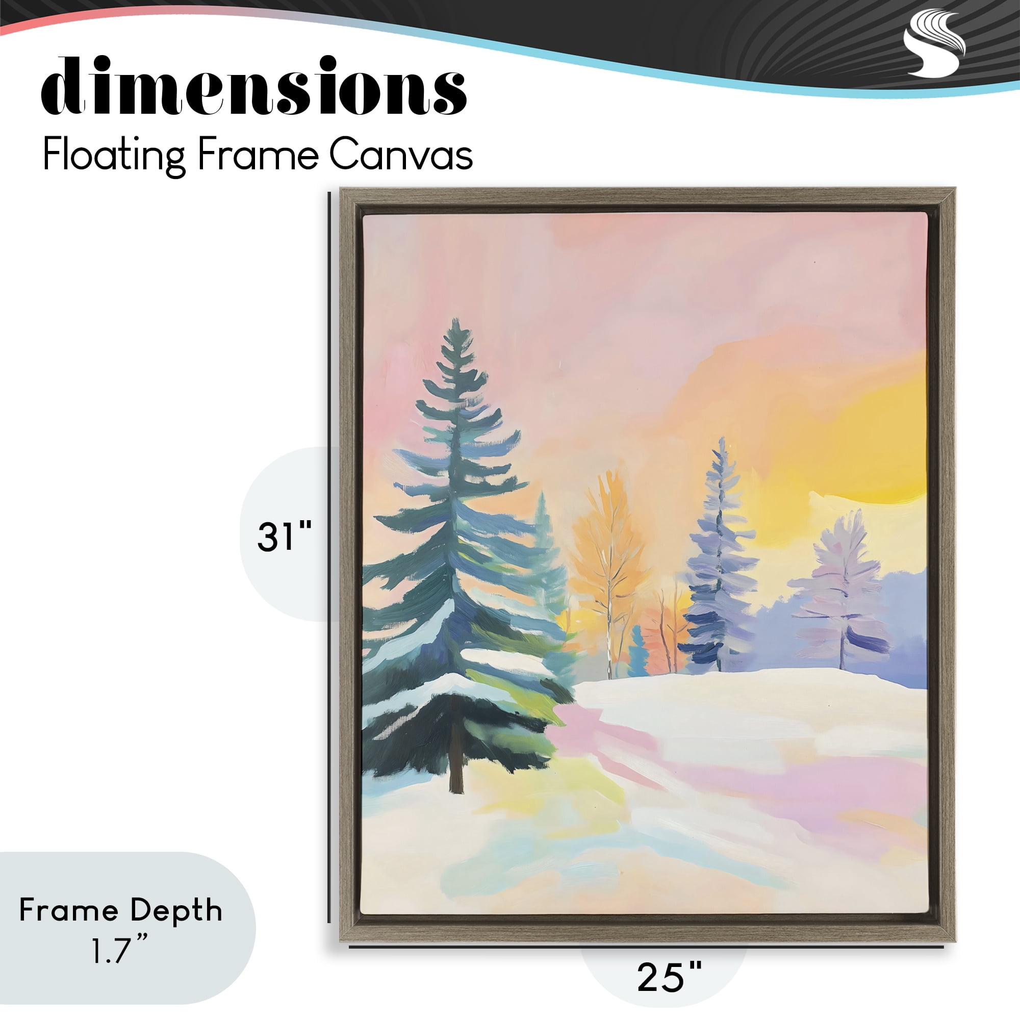 Stupell Industries Winter Forest Snowscape in Pastels Brown Framed Floater Canvas Wall Art, design by The Prints Vibe