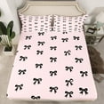 thumbnail image 2 of Homewish Girl Lovely Bowknot Twin Sheet Sets,Cute Cartoon Bow Twin Fitted Sheet,Kawaii Black Bowtie Flat Sheet For Kids,Ultra Soft Home Decor,3 Pieces, 2 of 7