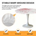 thumbnail image 2 of Elastic Fitted Round Tablecloth, Pink Floral Art Waterproof Stretch Table Cover for 45"-54" Tables, Watercolor Botanical Spring Flowers Washable Outdoor Tablecloths for Patio, Picnic, Camping, 2 of 9